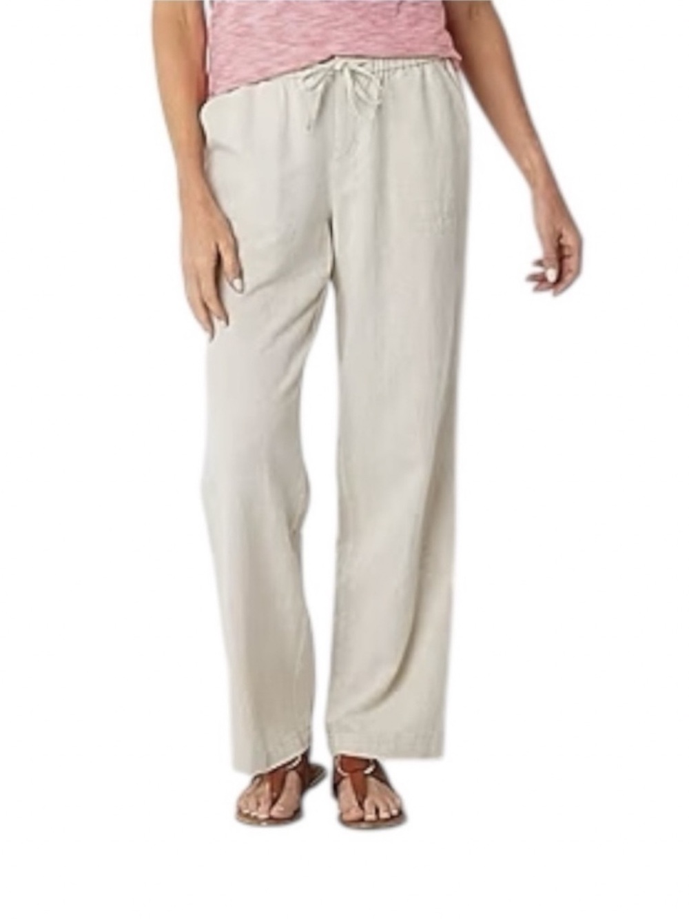 NWT (Liz Claiborne)Cream Linen Blend Drawstring Waist
Wide Leg Pants Size XL - Picture 6 of 17